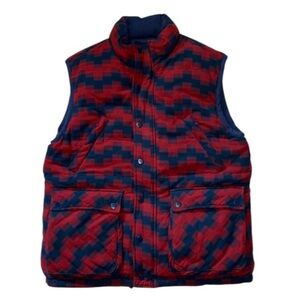 Billionaire Boys Club Reversible Puffer Vest Mens Large Blue Red Geometric (I)